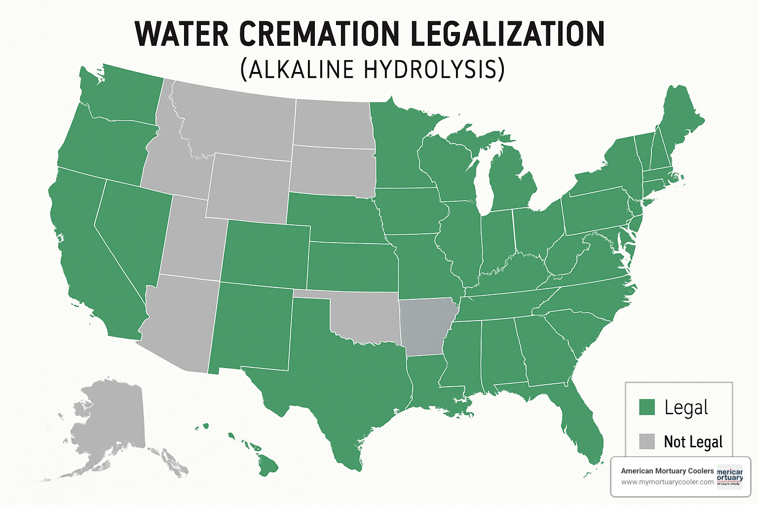 US water cremation legalization map - what is water cremation