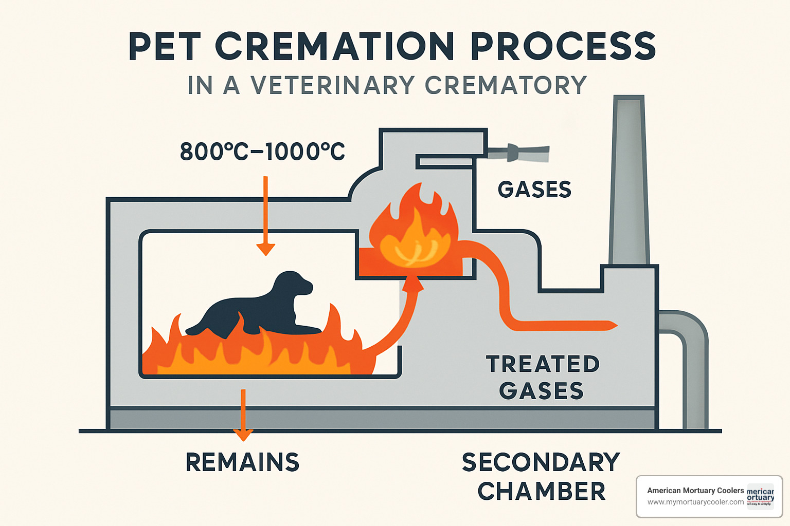 pet cremation process diagram - incinerator dog cremation