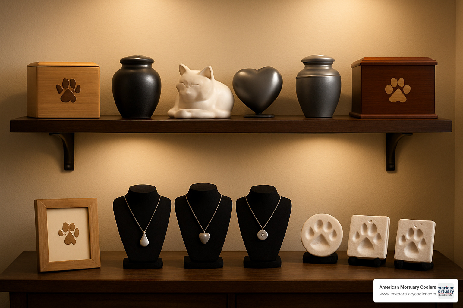 Pet cremation urn display and memorial options - incinerator dog cremation