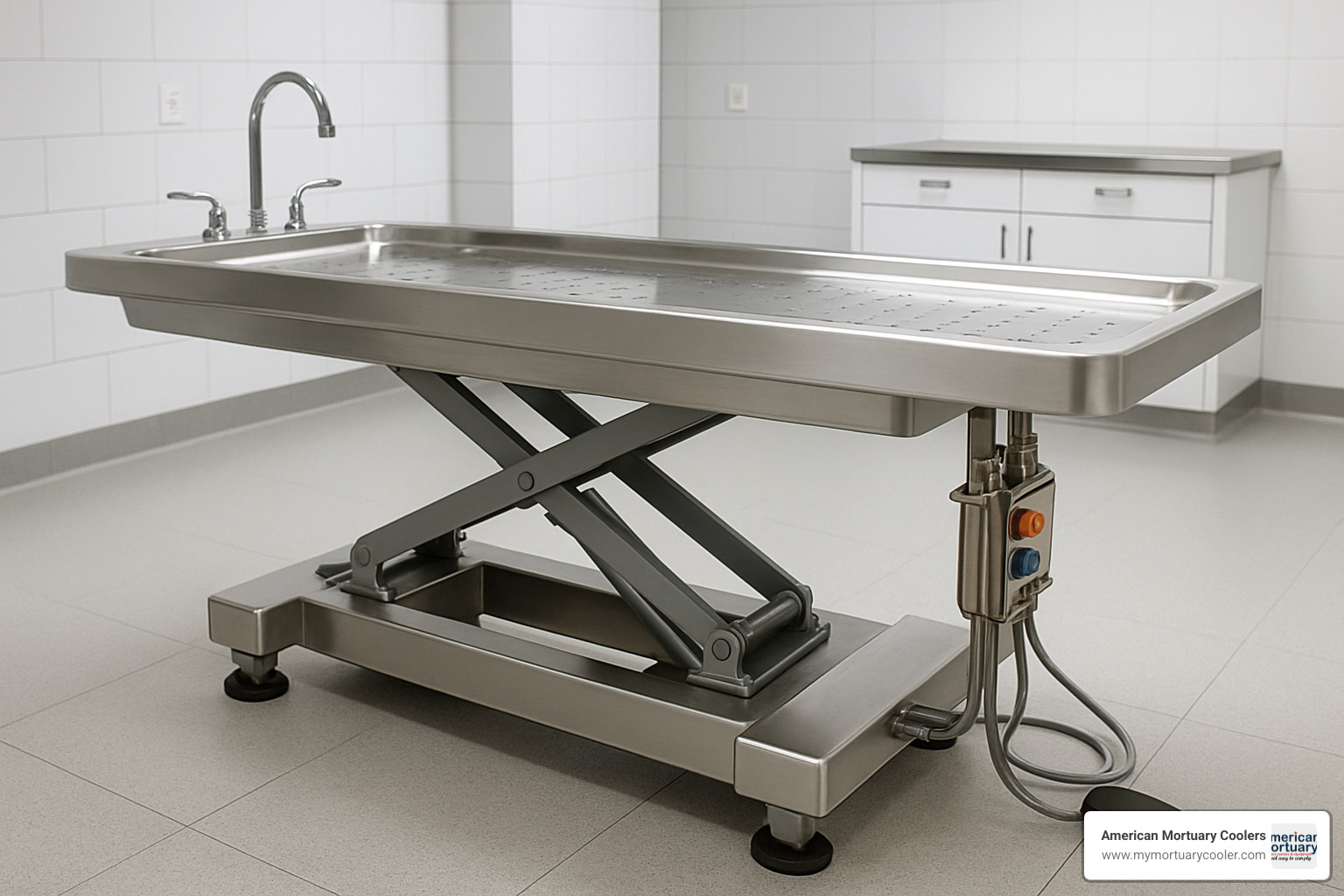 hydraulic autopsy table with adjustable height mechanism - autopsy table for sale