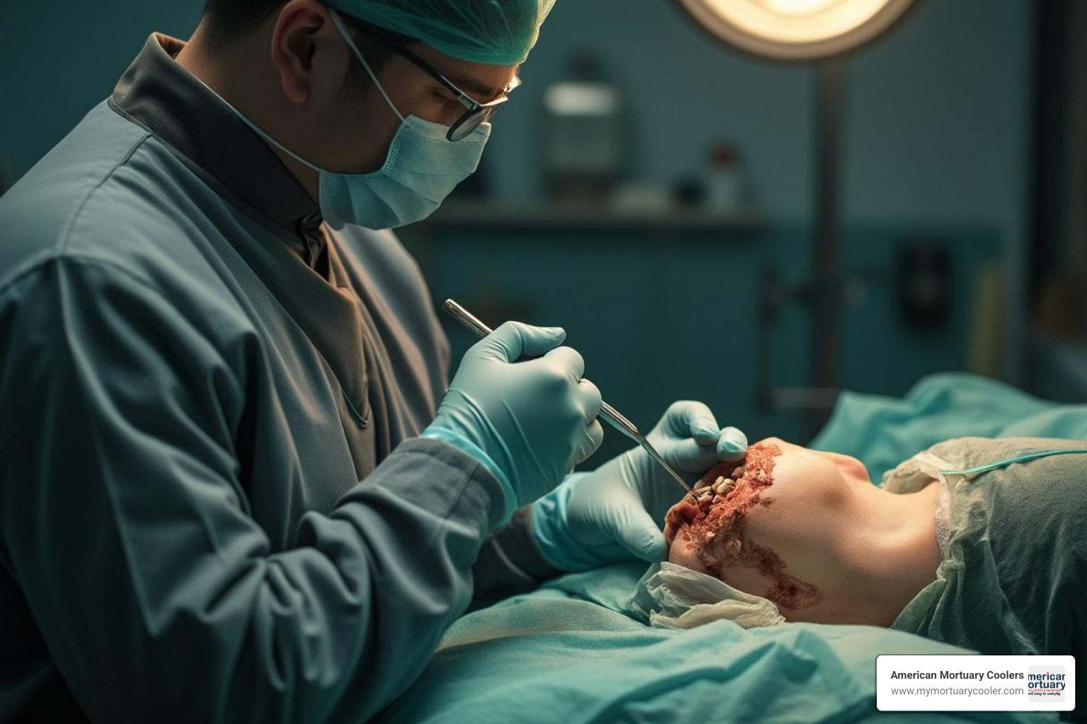 Mortician working on special case preparation - how does a mortician close the mouth