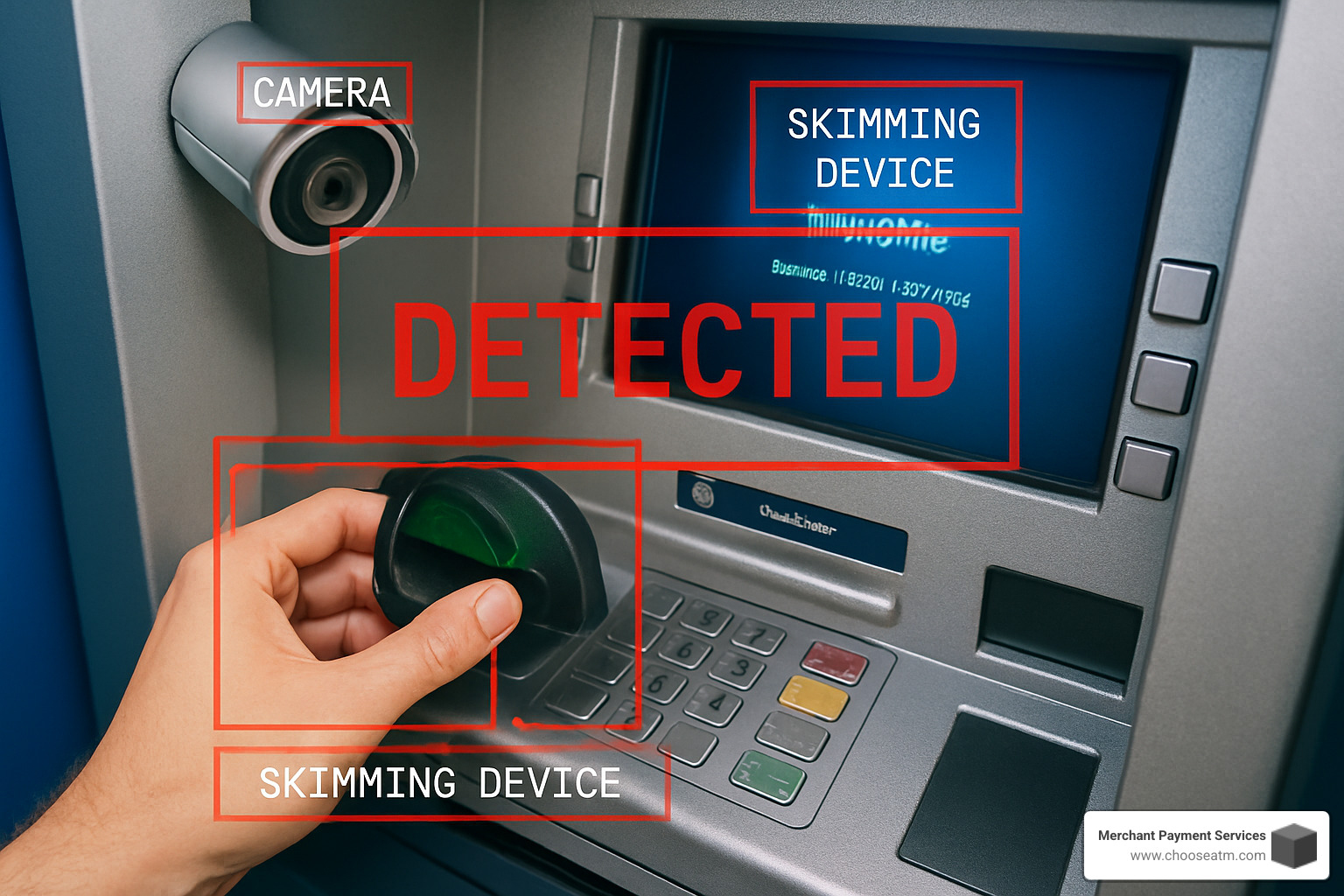 ATM skimming device detection system - ATM camera security