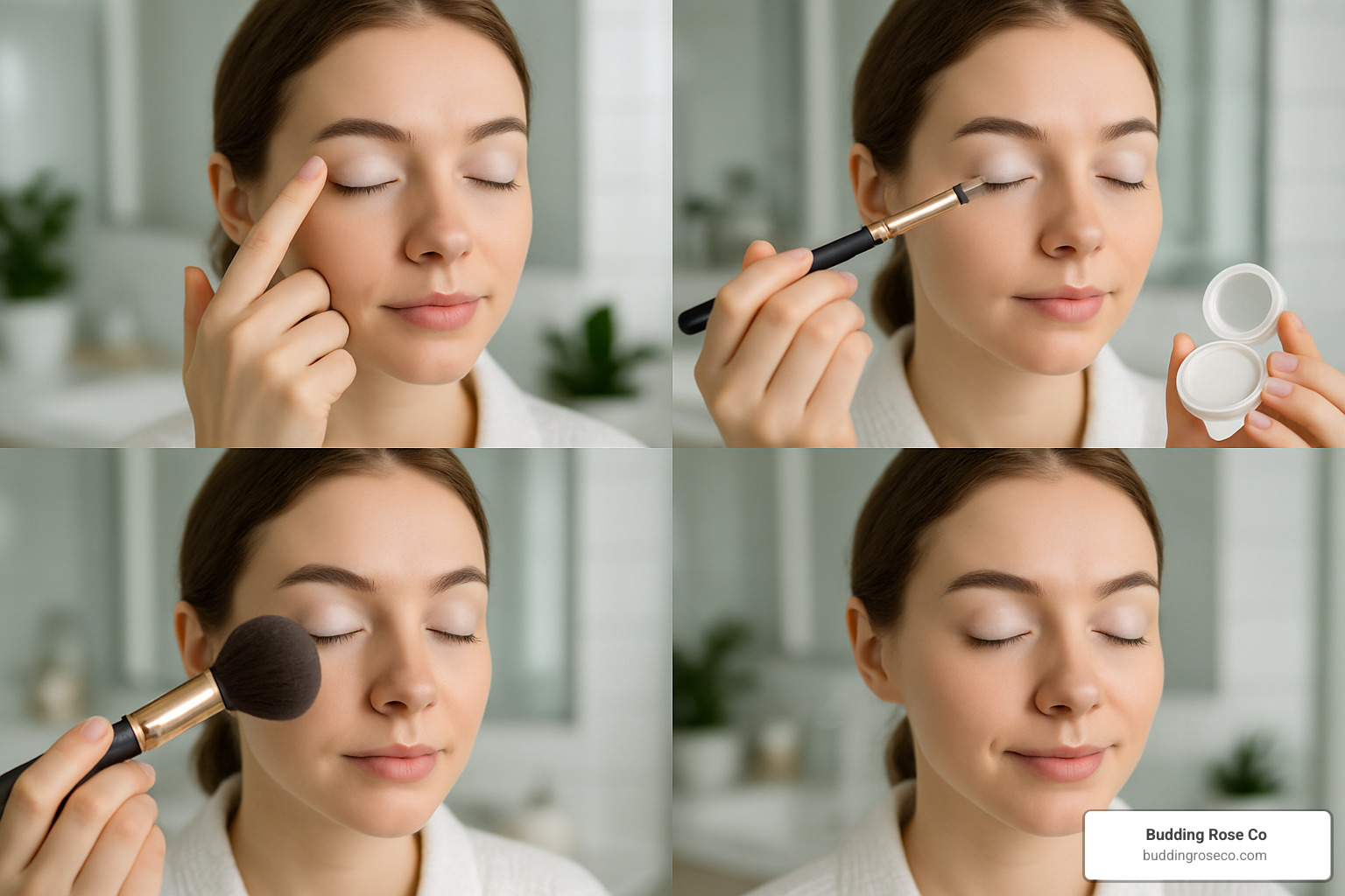 step by step white eyeshadow base application - white eyeshadow base