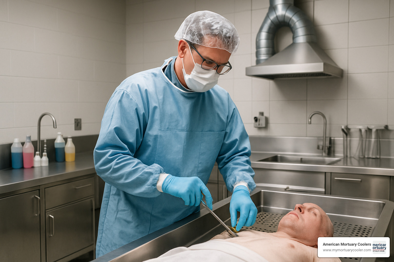embalmer working with specialized equipment - embalmer salary