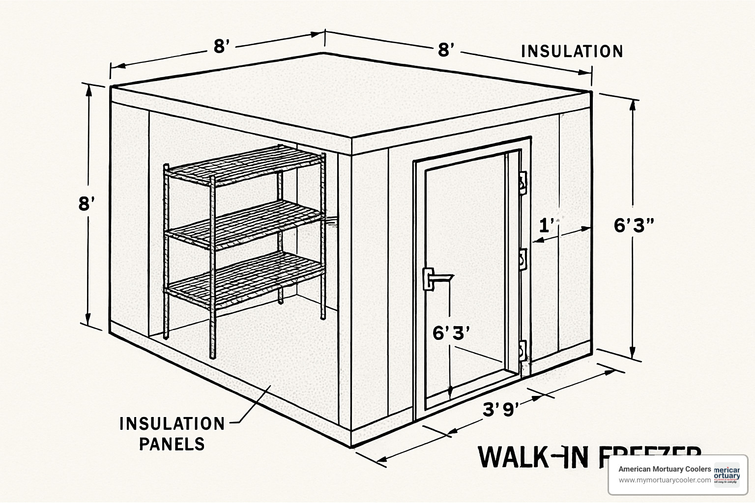 walk-in freezer dimensional diagram - walking freezer