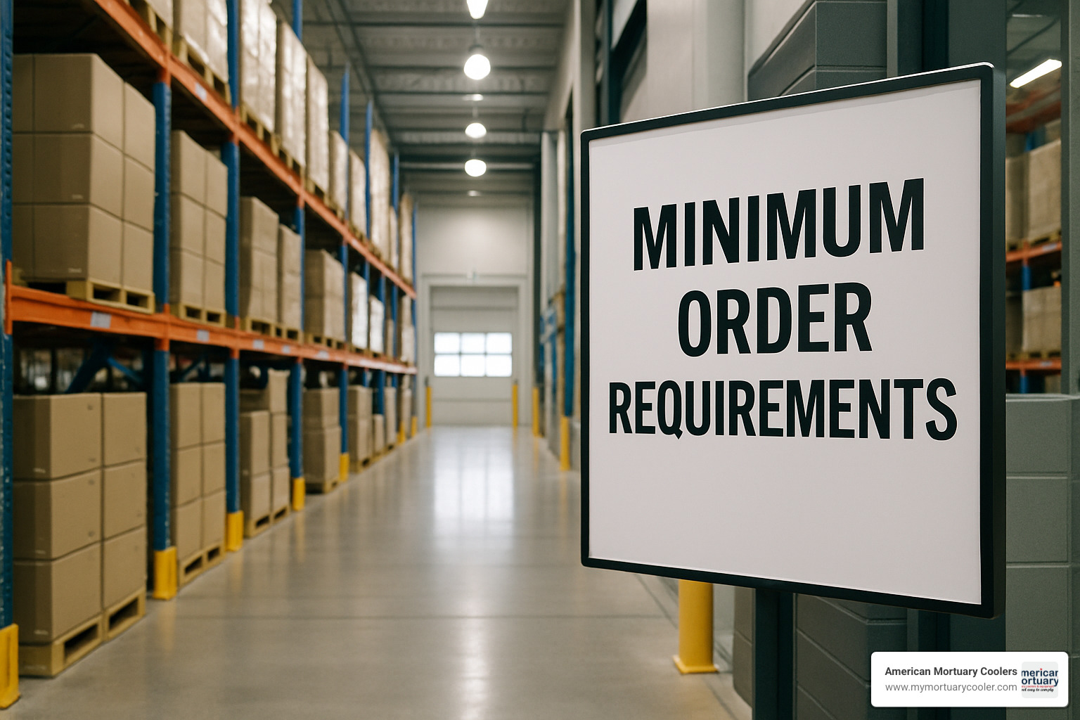 supplier warehouse with minimum order requirements sign - What is the minimum order