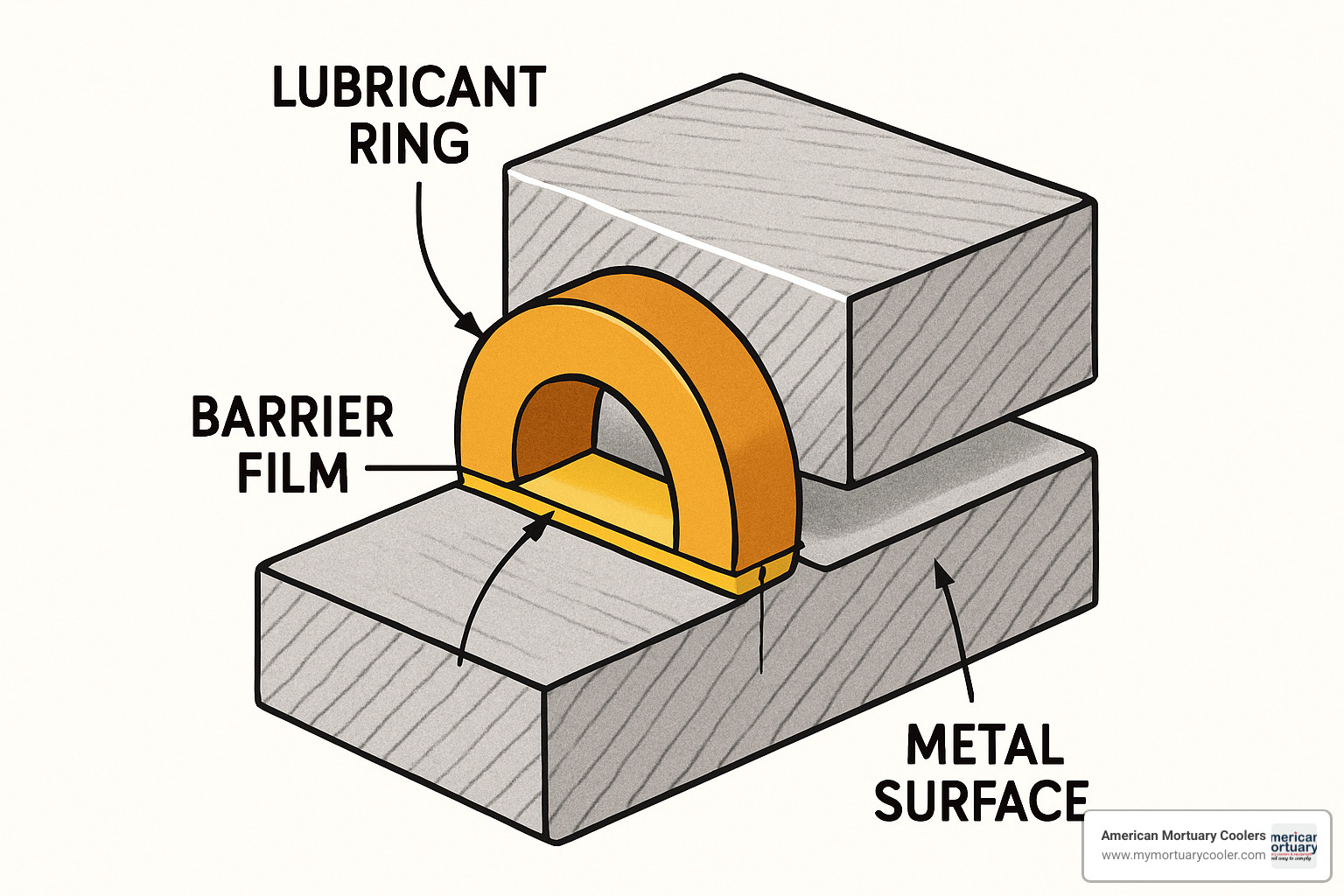 Cross-section of lubricant ring showing barrier film formation - lubricant ring