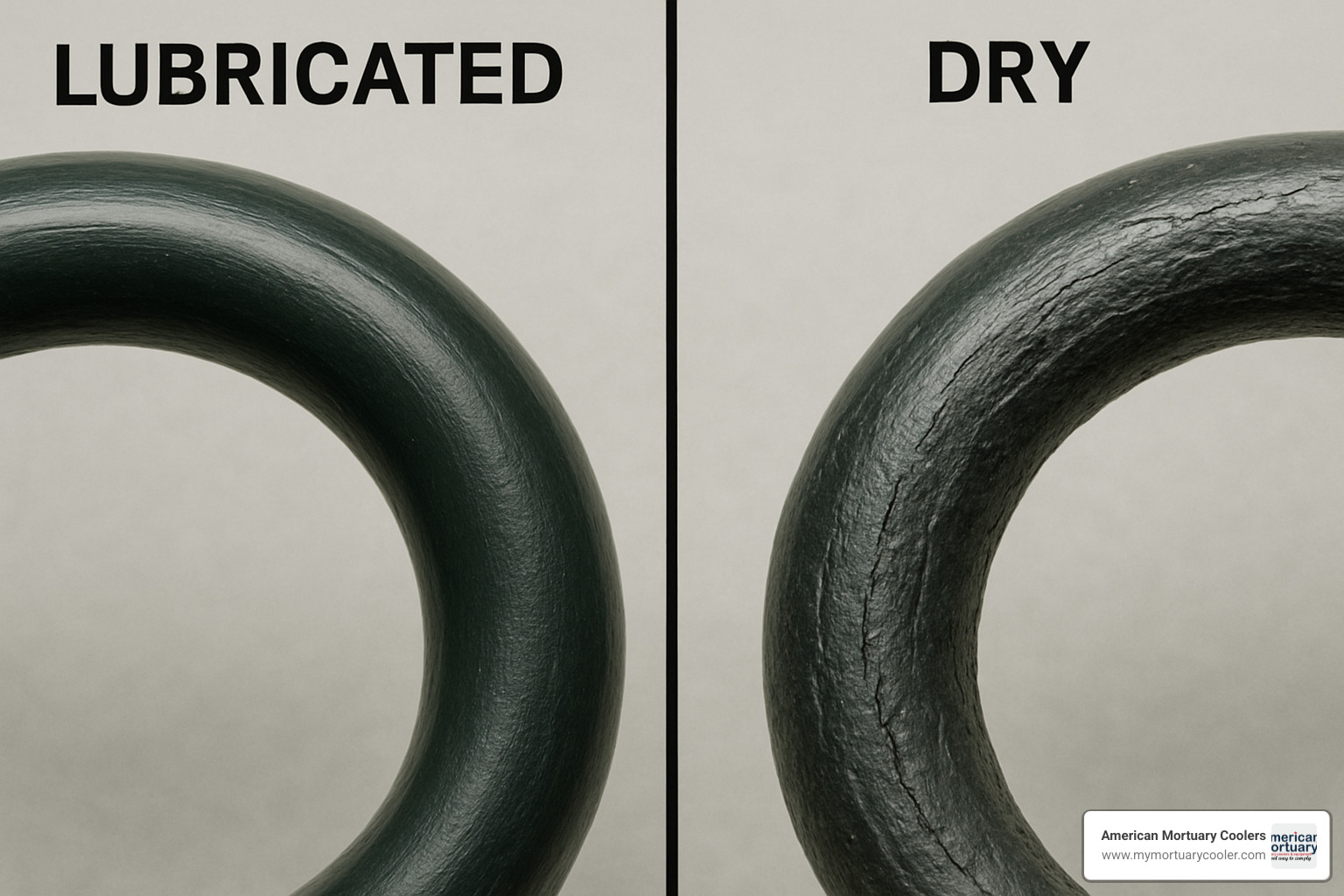 Comparison of lubricated vs dry O-ring showing wear patterns - lubricant ring