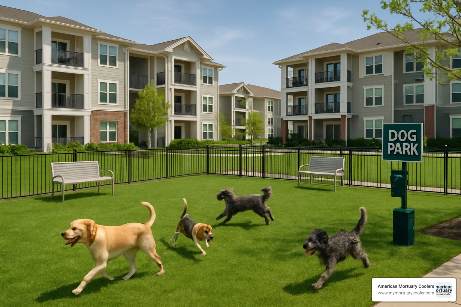dog park at Taylor Park Apartment Homes with fenced area and seating - 35 mopec circle nottingham md