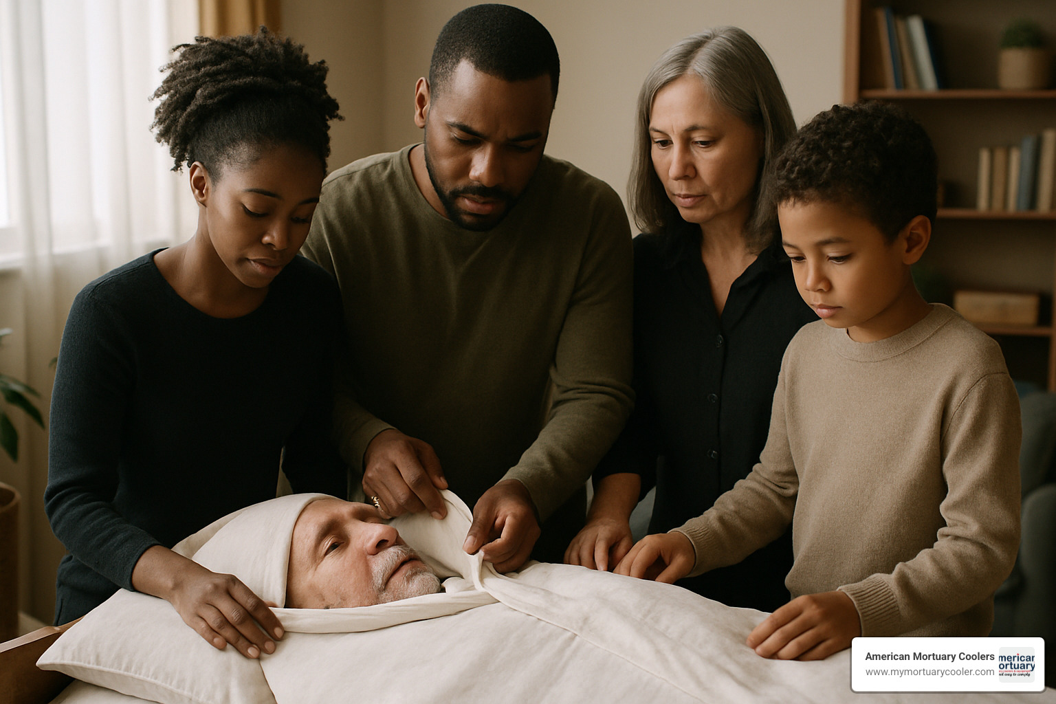 family preparing shroud burial - shroud funeral