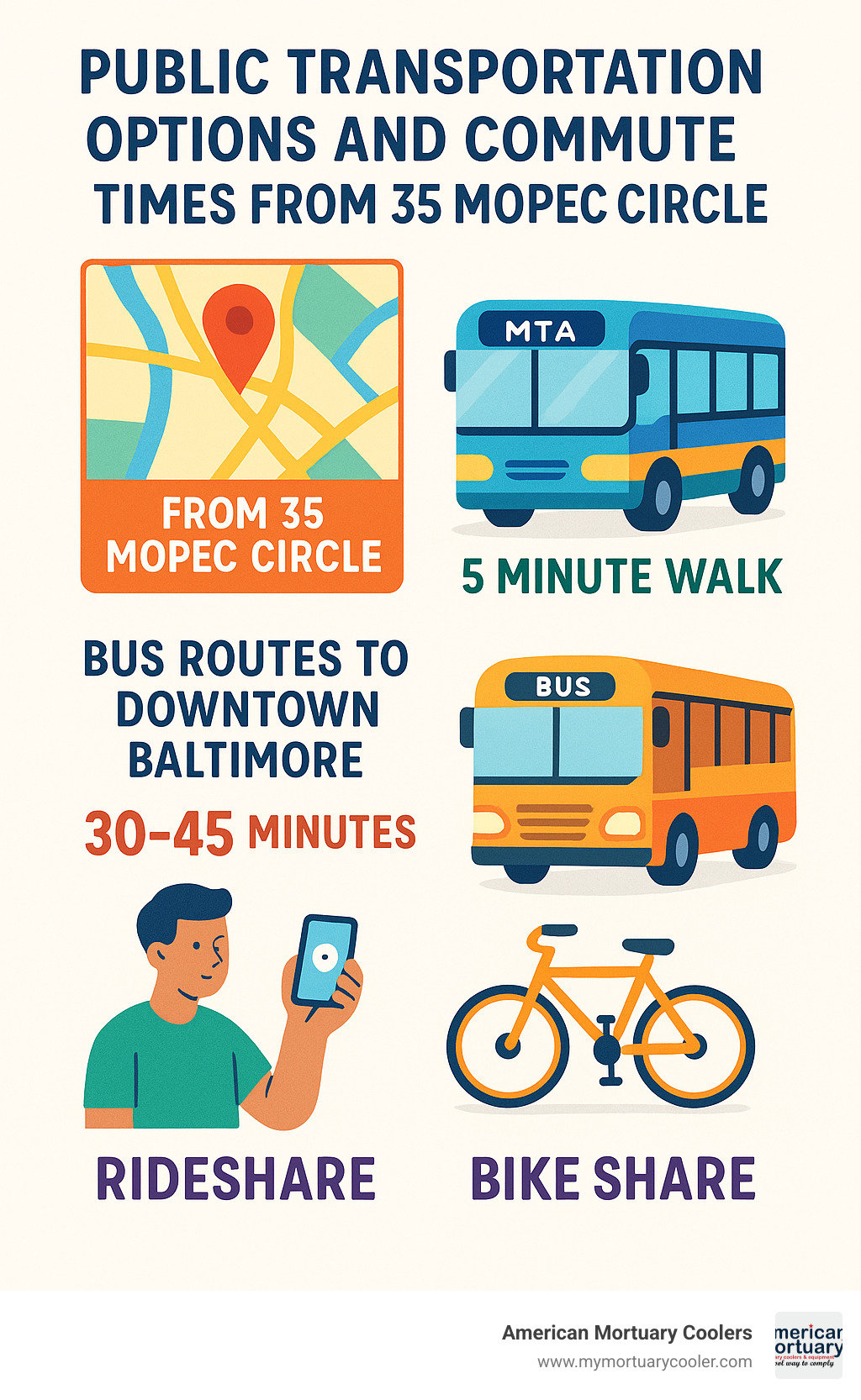public transportation options and commute times from 35 Mopec Circle - 35 mopec circle nottingham md infographic 