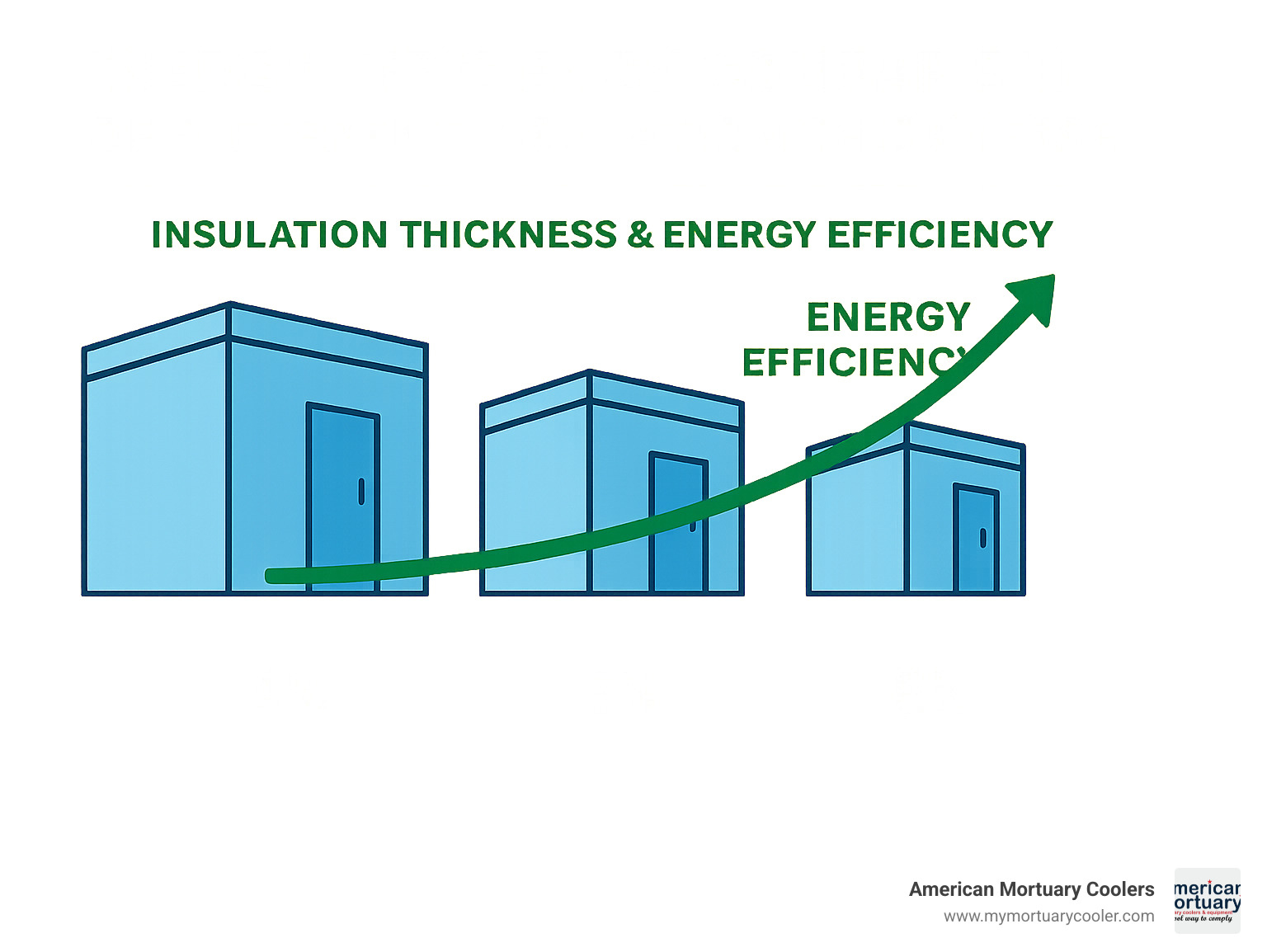 Energy efficiency comparison of different insulation thicknesses - walk in cooler dimensions infographic 