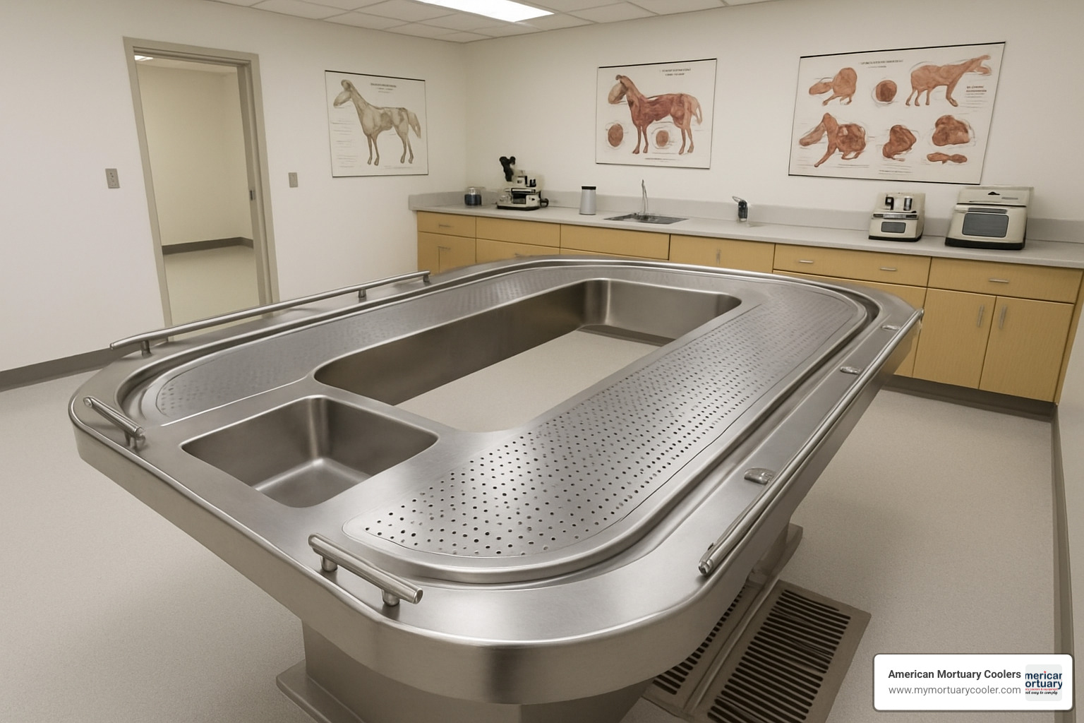 U-shaped necropsy table for educational settings - necropsy table