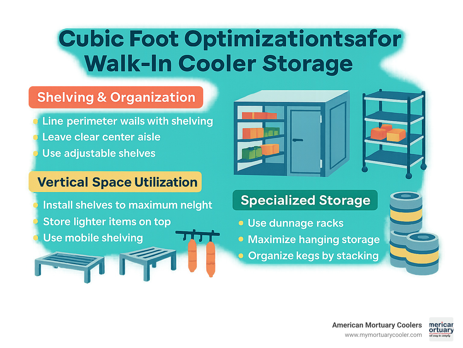 Cubic foot optimization strategies for walk-in cooler storage - walk in cooler size infographic 