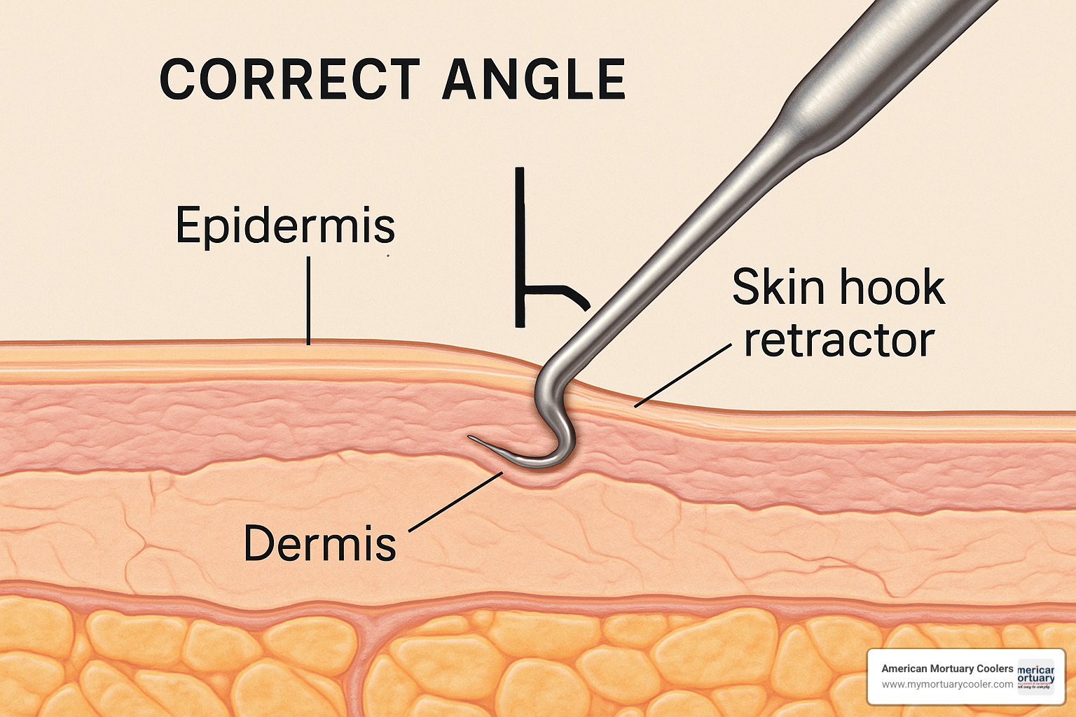 Proper skin hook angle technique - skin retractor