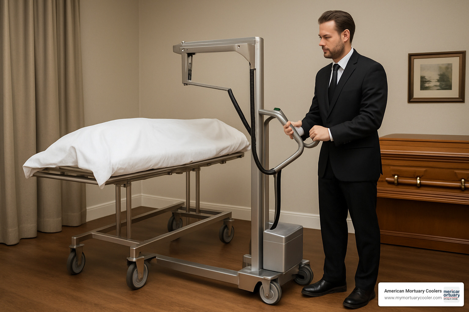 Battery-powered mortuary lift - funeral equipment suppliers