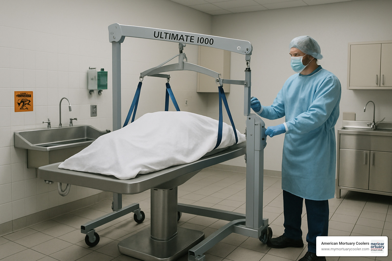 Ultimate 1000 lift being used in a mortuary setting - job mortuary