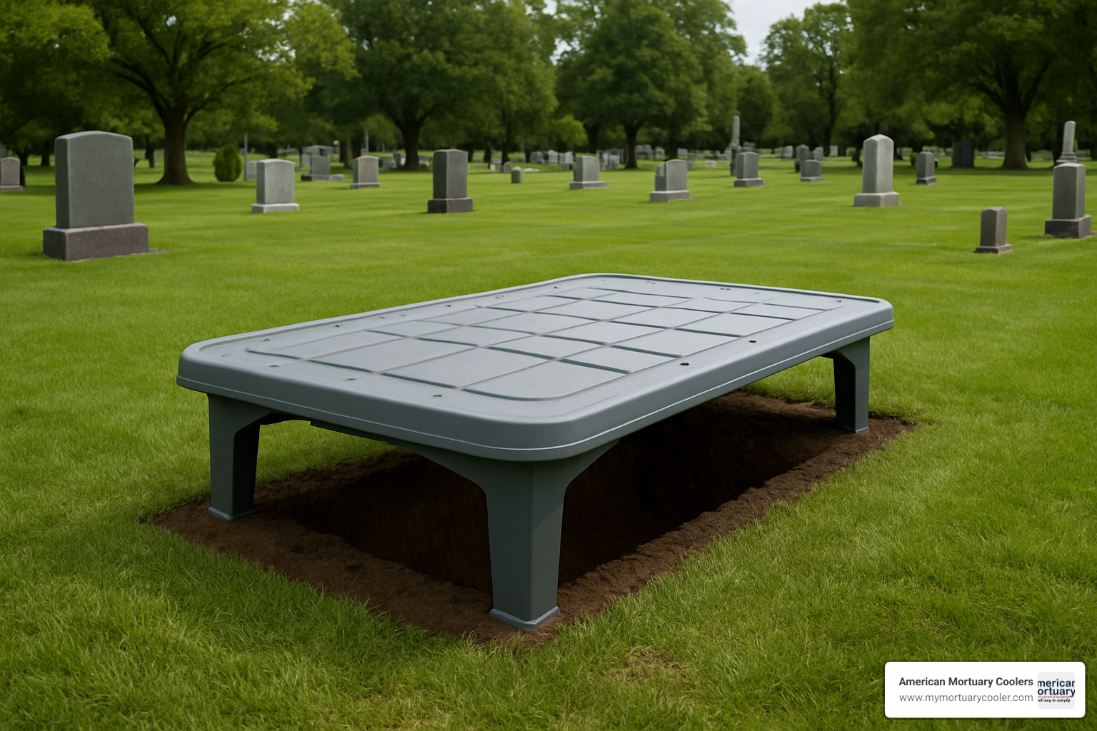polyethylene burial platform in cemetery setting - casket platform