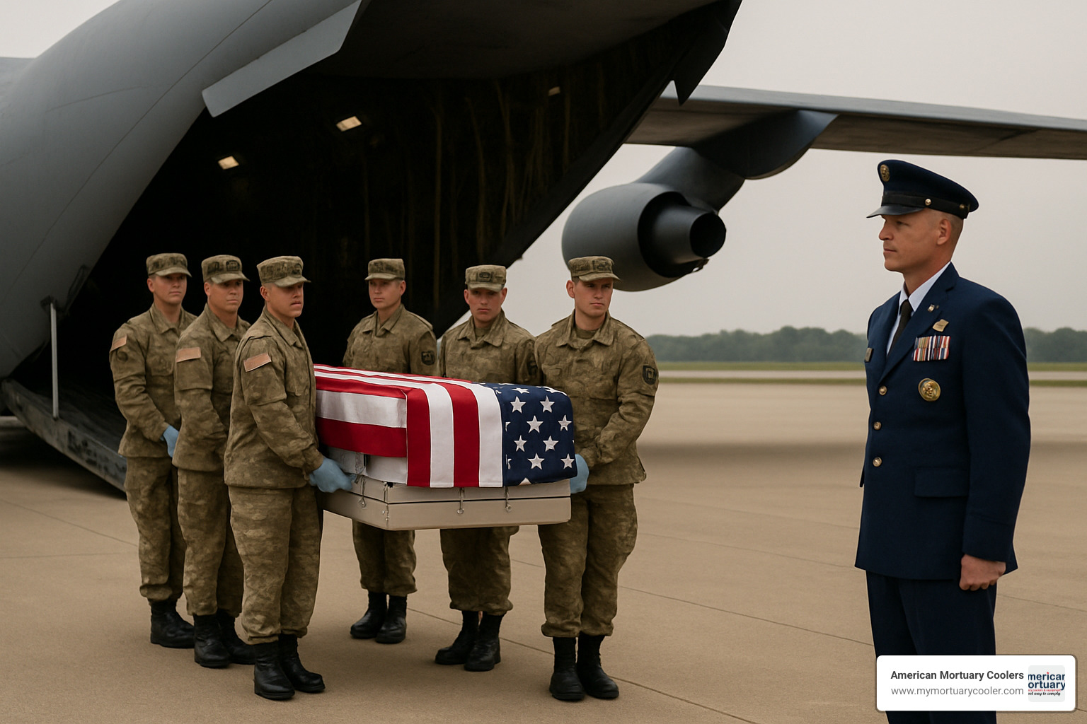 Military chaplain consoling family member - dignified transfer