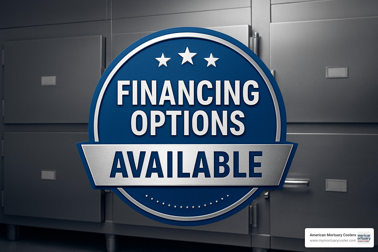 Financing options badge - American Mortuary Coolers & Equipment 