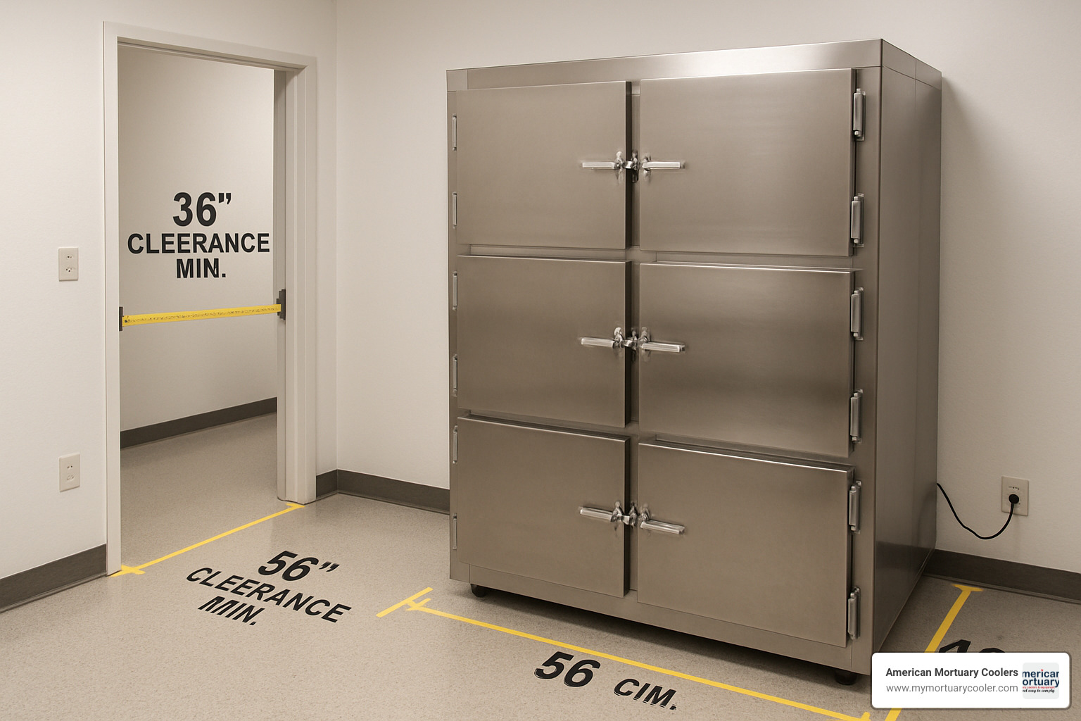 Mortuary cooler installation space requirements - American Mortuary Cooler