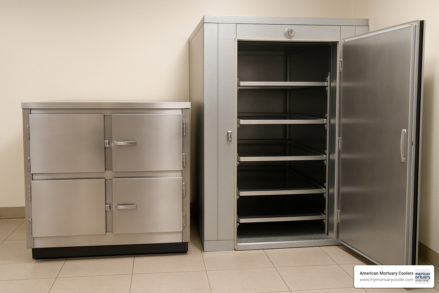 body box cooler versus walk-in cooler - american mortuary coolers