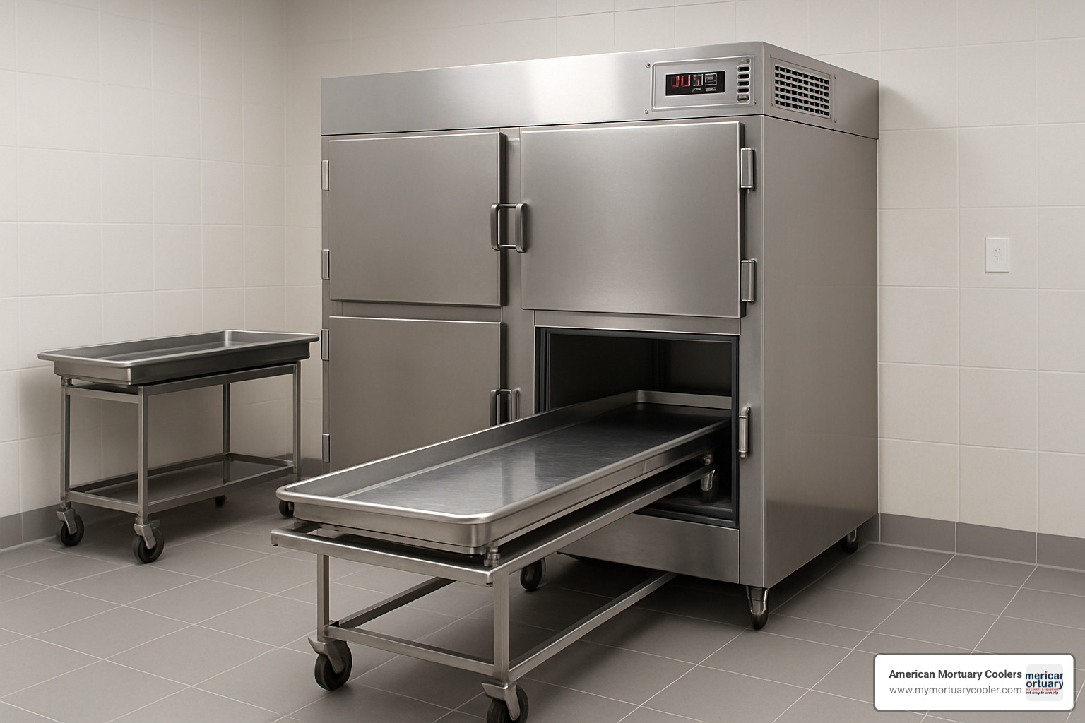 Mortuary cooler with accessories - American Mortuary Coolers 2 Body Morgue Cooler