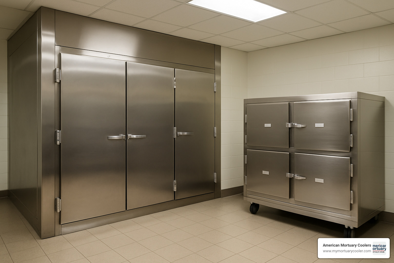 Various types of body storage refrigerators including walk-in coolers and body boxes - body storage refrigerator