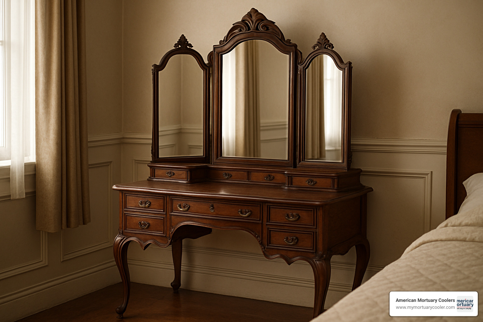 antique dressing table with fold-out mirror - dressing table folding mirror