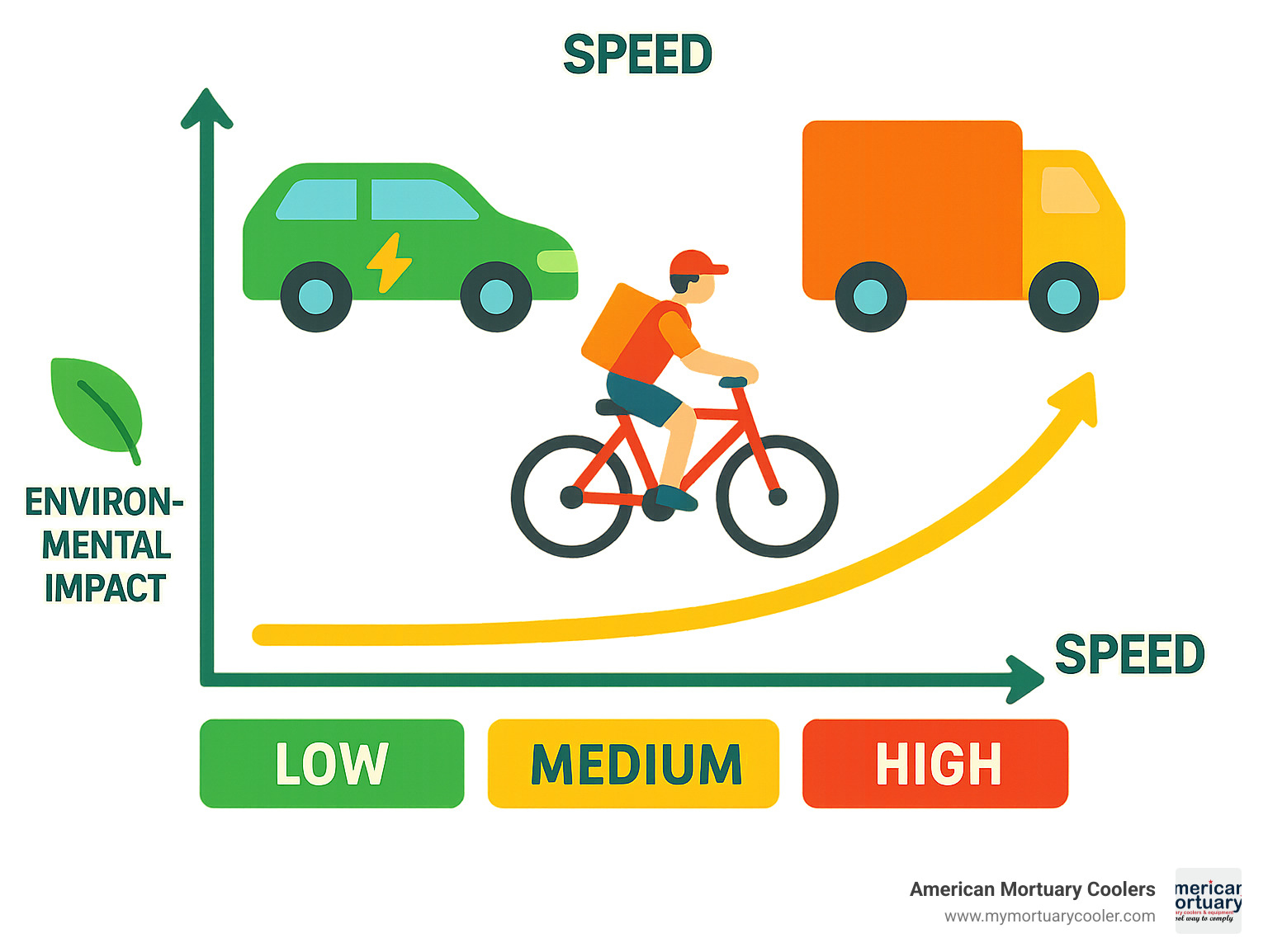 Comparison of delivery methods showing speed vs cost vs environmental impact - what are delivery options infographic 