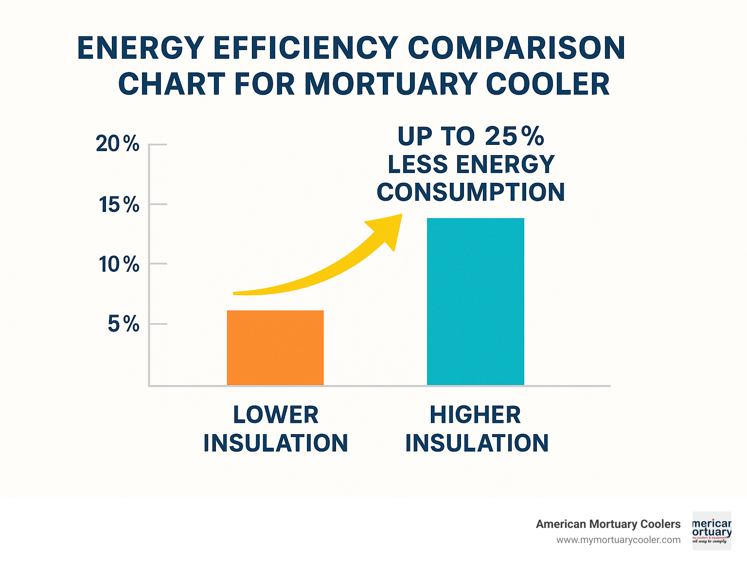 Energy efficiency comparison chart for mortuary coolers - 4 body mortuary cooler infographic 