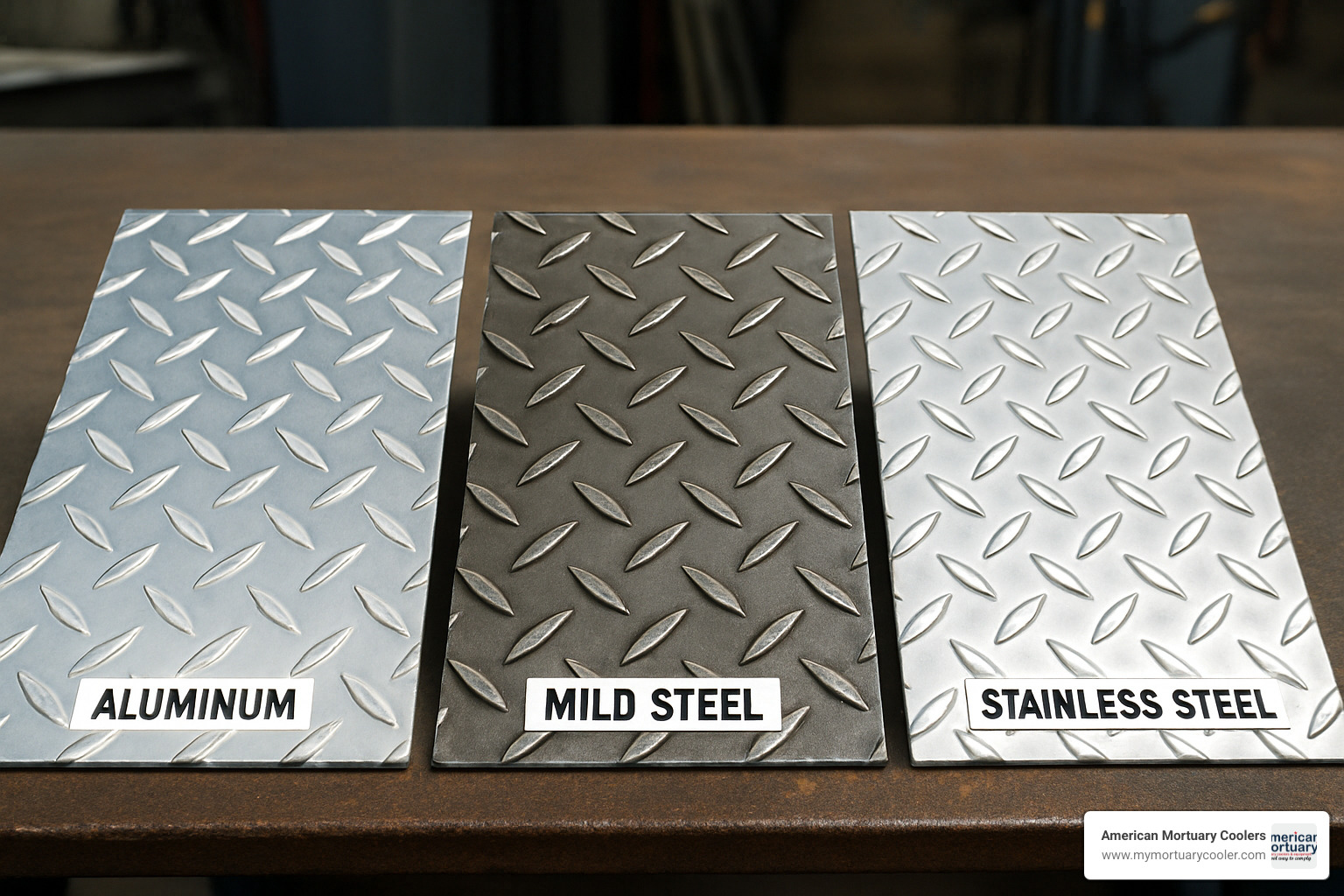Various types of diamond plate materials including aluminum, steel and stainless steel - diamond plate welding