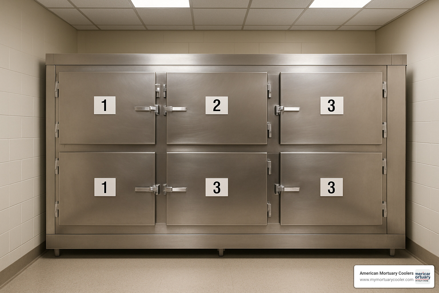 Modern mortuary refrigeration unit from American Mortuary Coolers - Lambs Mortuary 