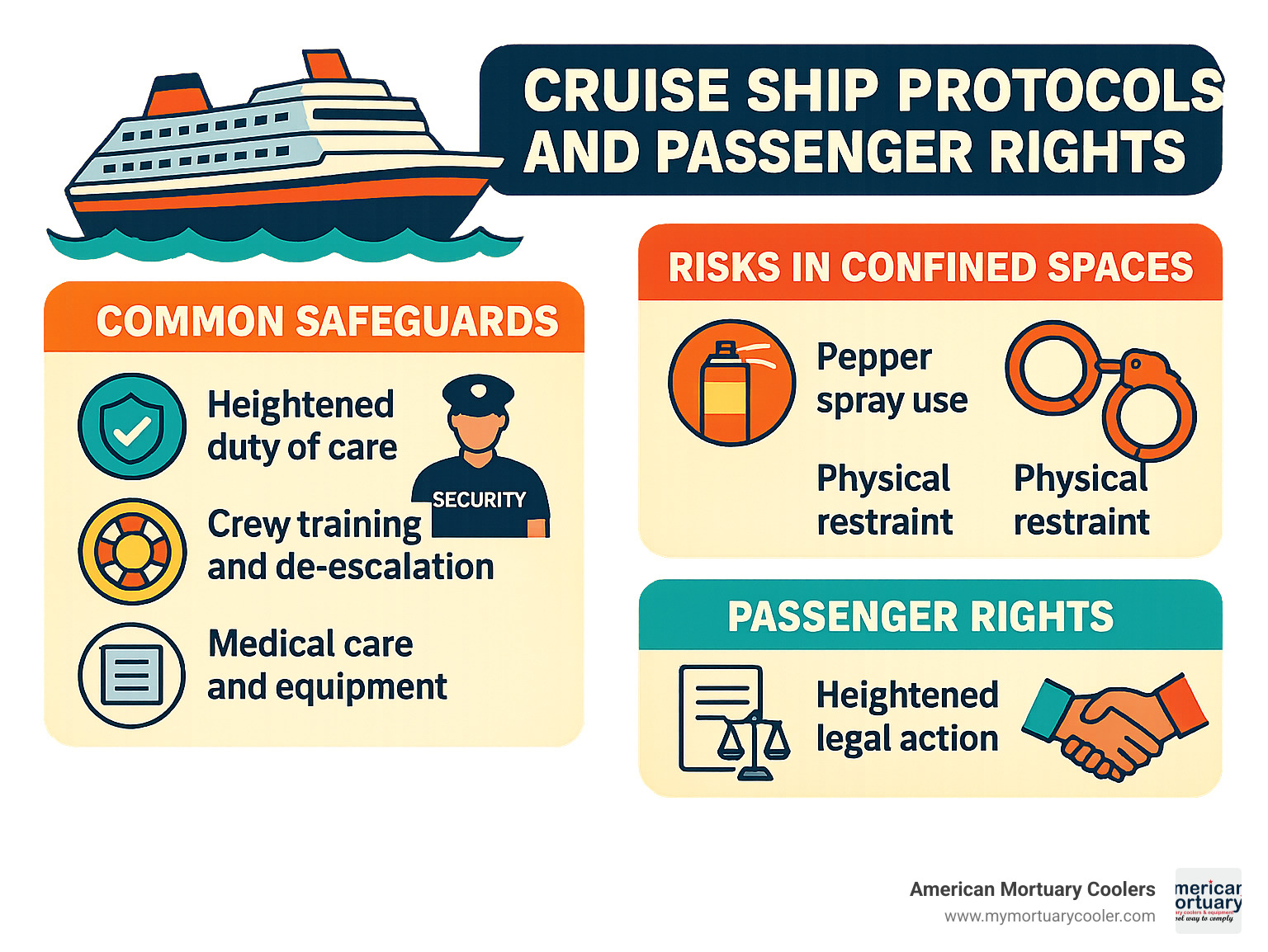 Cruise ship safety protocols and passenger rights infographic - michael virgil infographic 