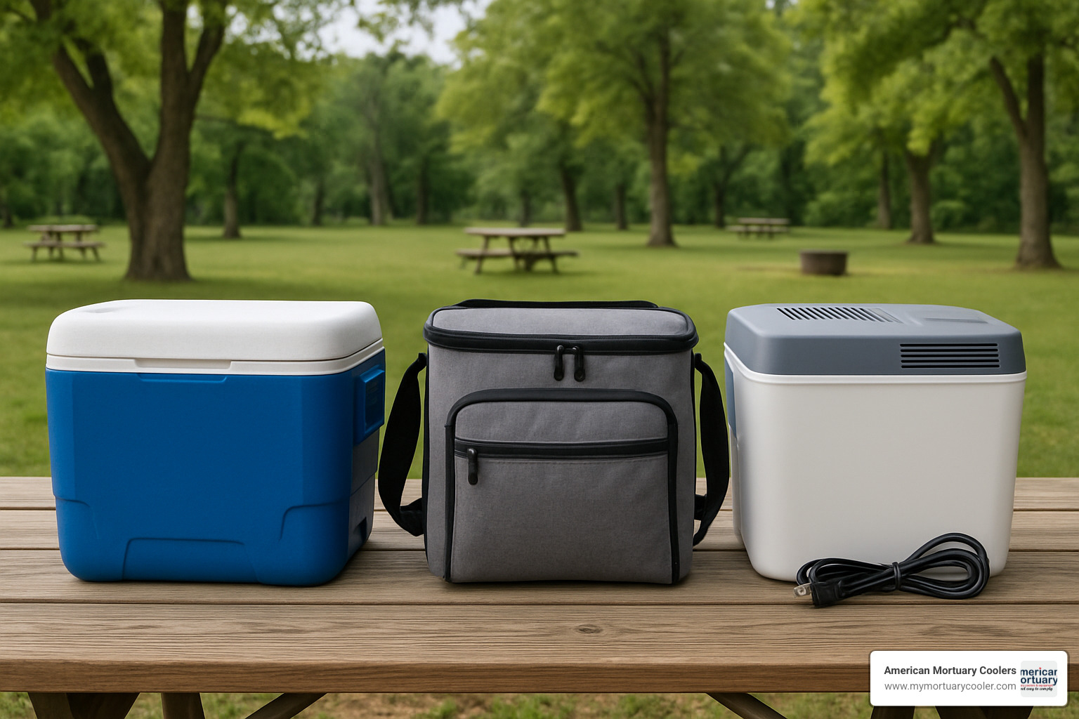 Different types of coolers side by side including hard, soft, and electric models - How to choose cooler
