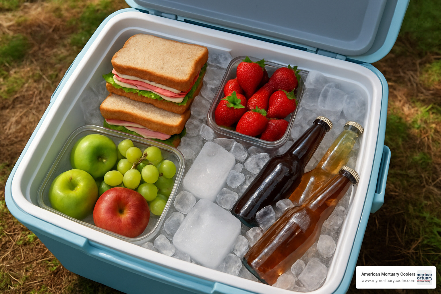 Perfectly packed cooler with organized food and drinks with proper ice distribution - How to choose cooler