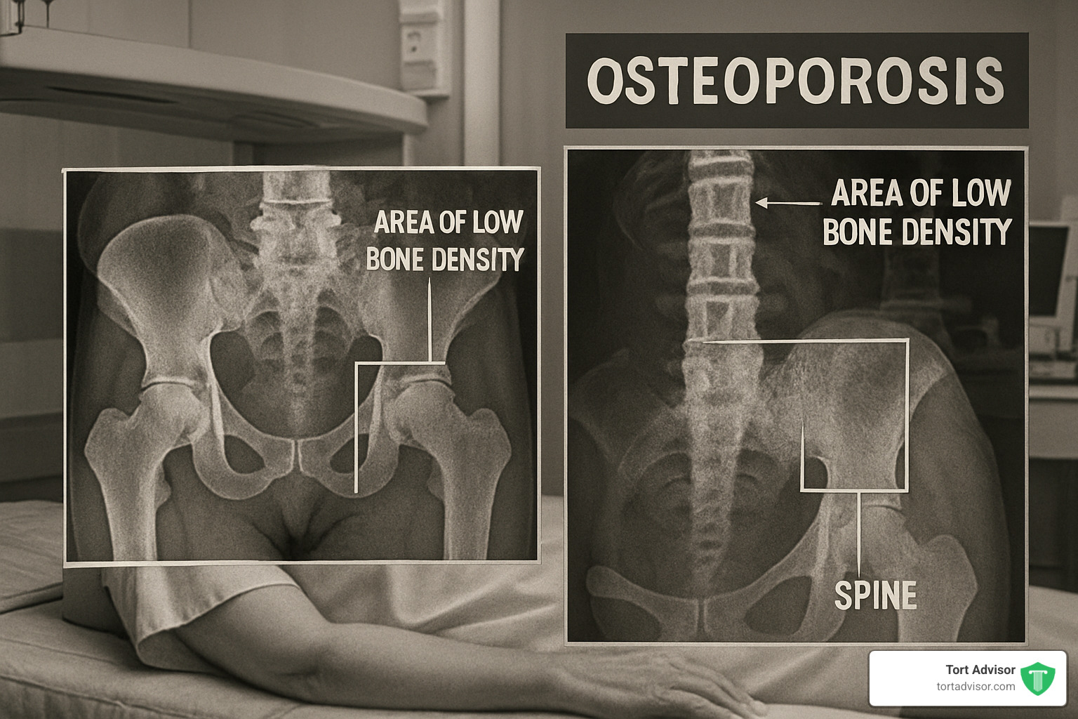 DXA bone density scan showing osteoporosis - Depo Provera severe side effects