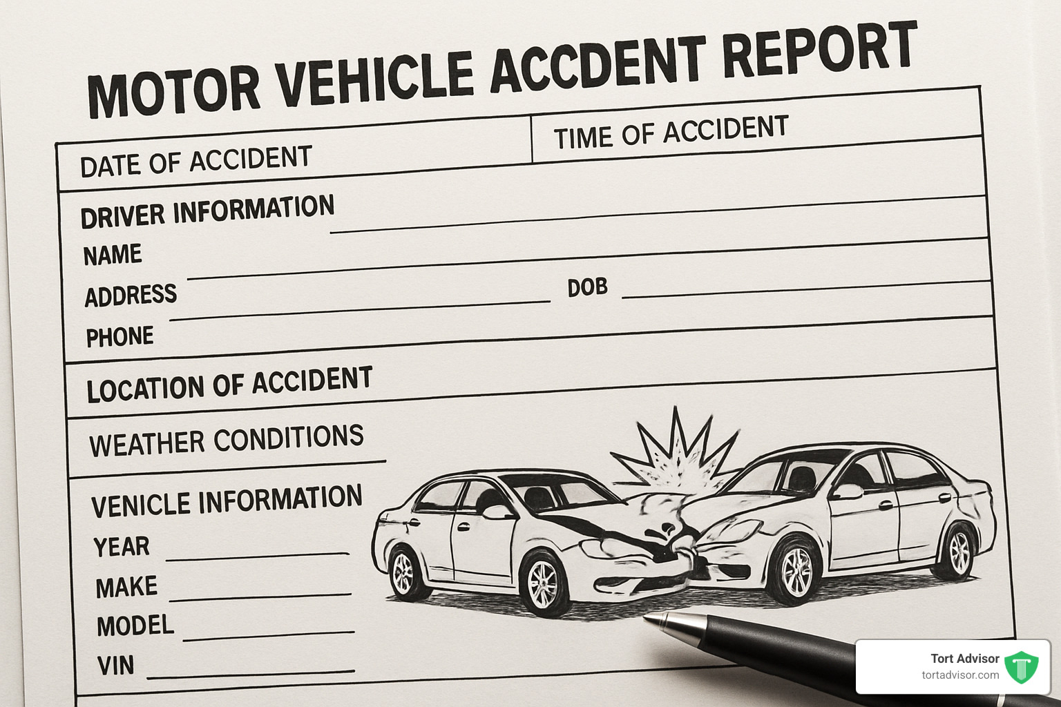Accident scene documentation checklist - motor vehicle accident report