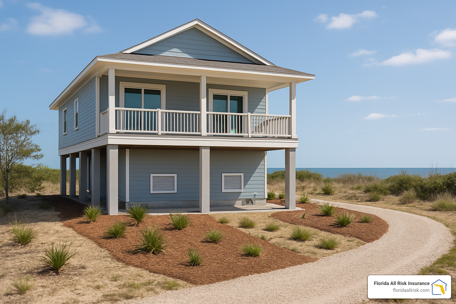 93d7569e2d508611b87a841471090eaef07b416b Assessing Flood Insurance Risks Without Drowning in Data Learn how Flood insurance risk assessment works, discover hidden hazards, and get expert tips to protect your home and save on coverage. Lifted coastal home with flood mitigation features including raised foundation, flood vents, and proper drainage systems - Flood insurance risk assessment