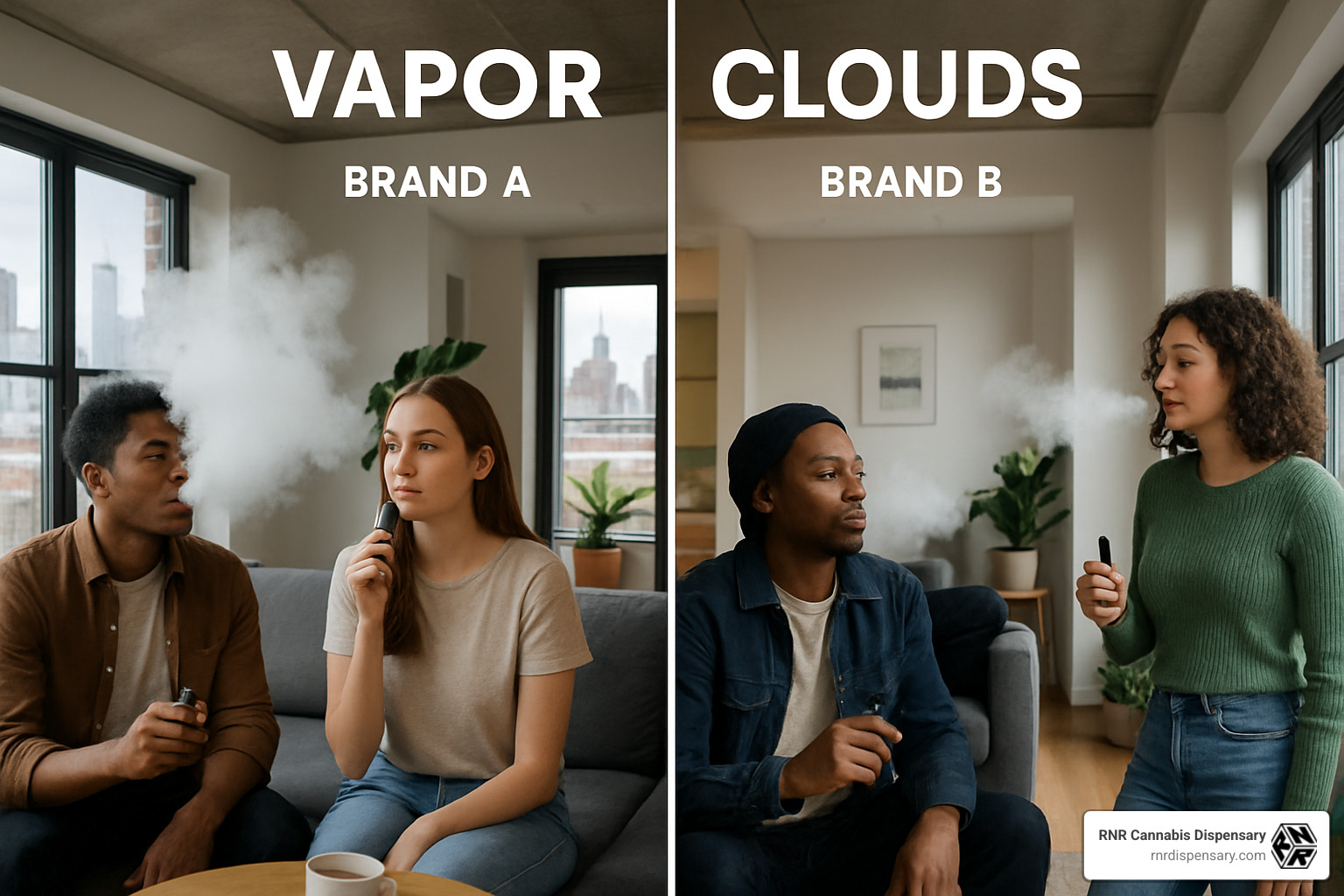 Comparison of vapor cloud density and smoothness between different vape brands in a Brooklyn apartment setting - are stiiizy disposables good