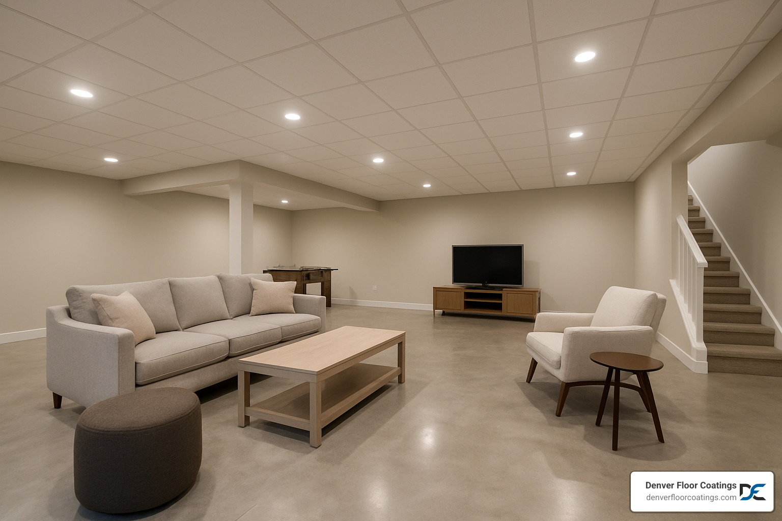 modern basement with polished concrete floor - best choice for basement flooring modern basement with polished concrete floor - best choice for basement flooring