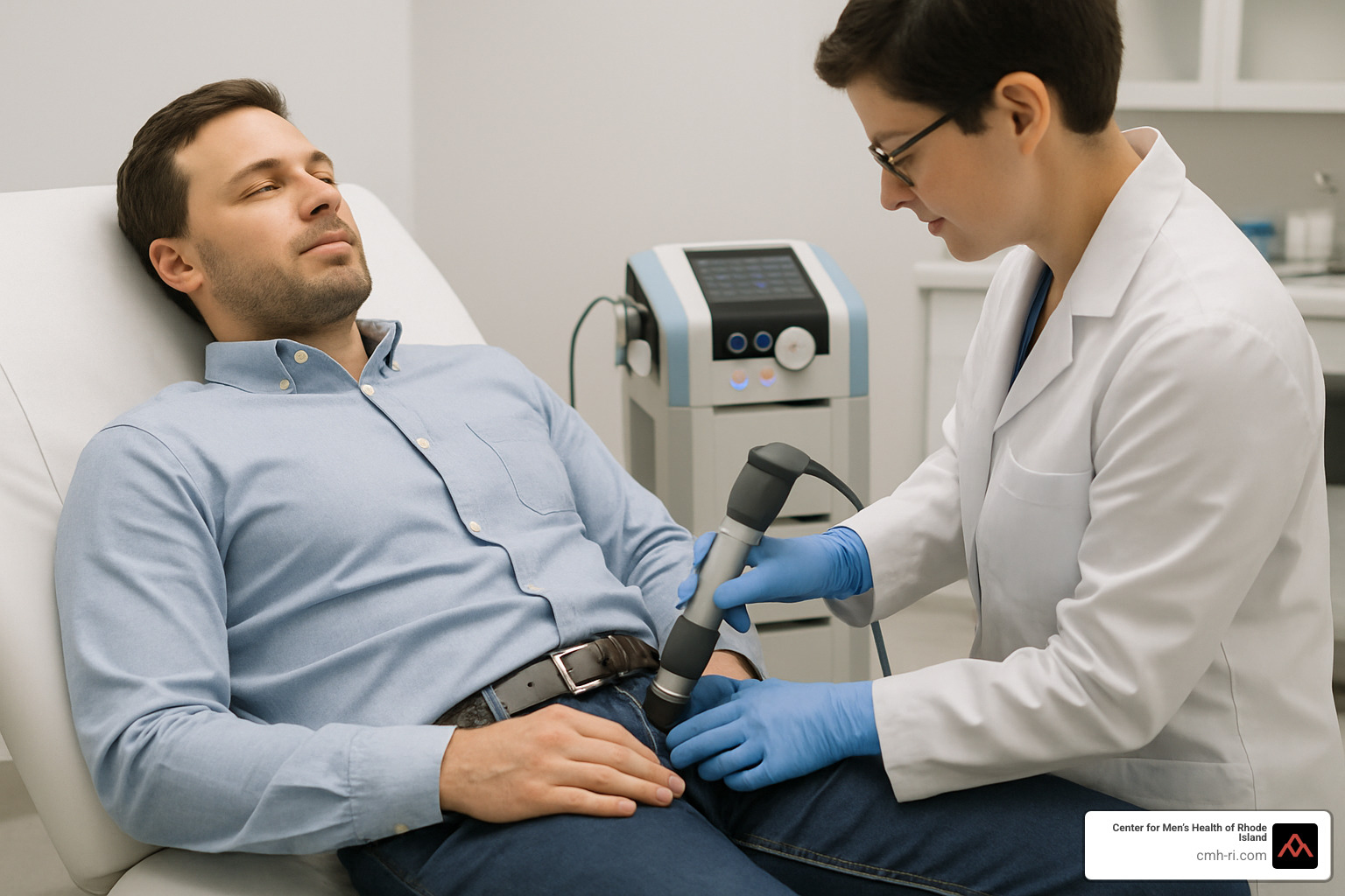 shockwave therapy session in medical setting - erectile dysfunction ri