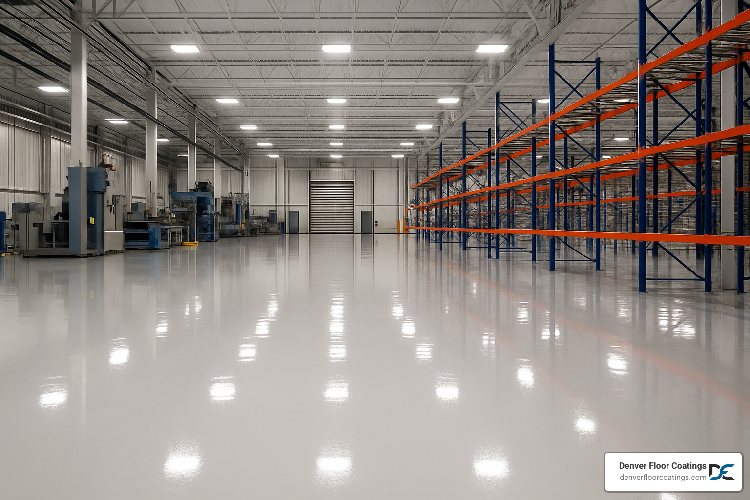 High-build epoxy floor coating in industrial warehouse setting - industrial epoxy floor coating