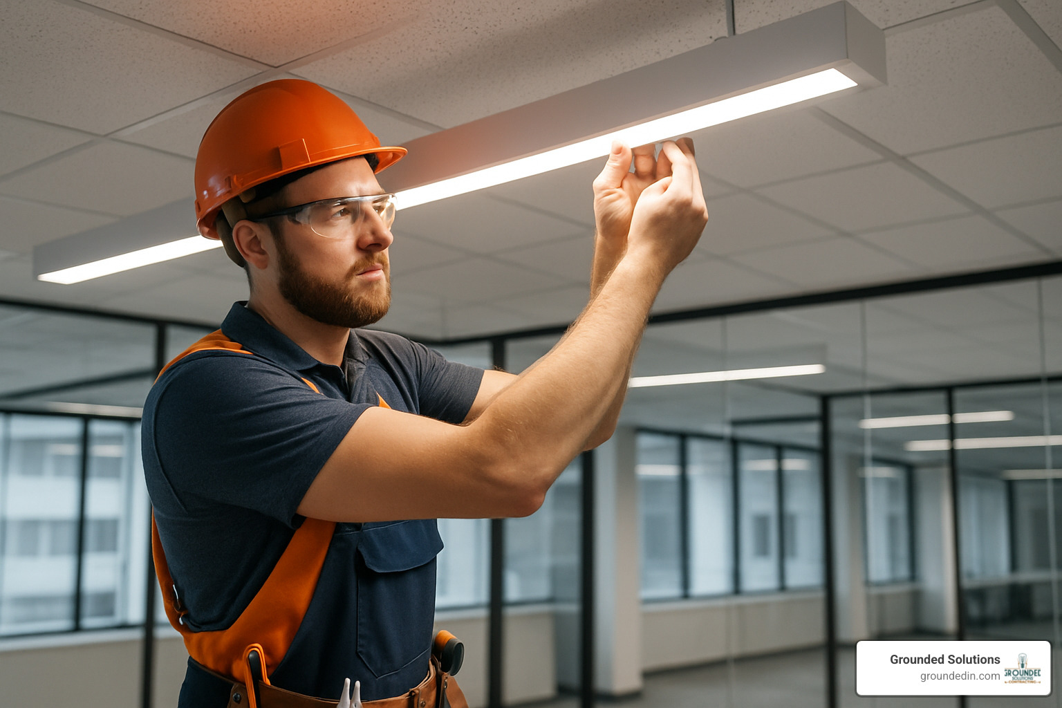 LED lighting fixture installation - energy efficient commercial lighting