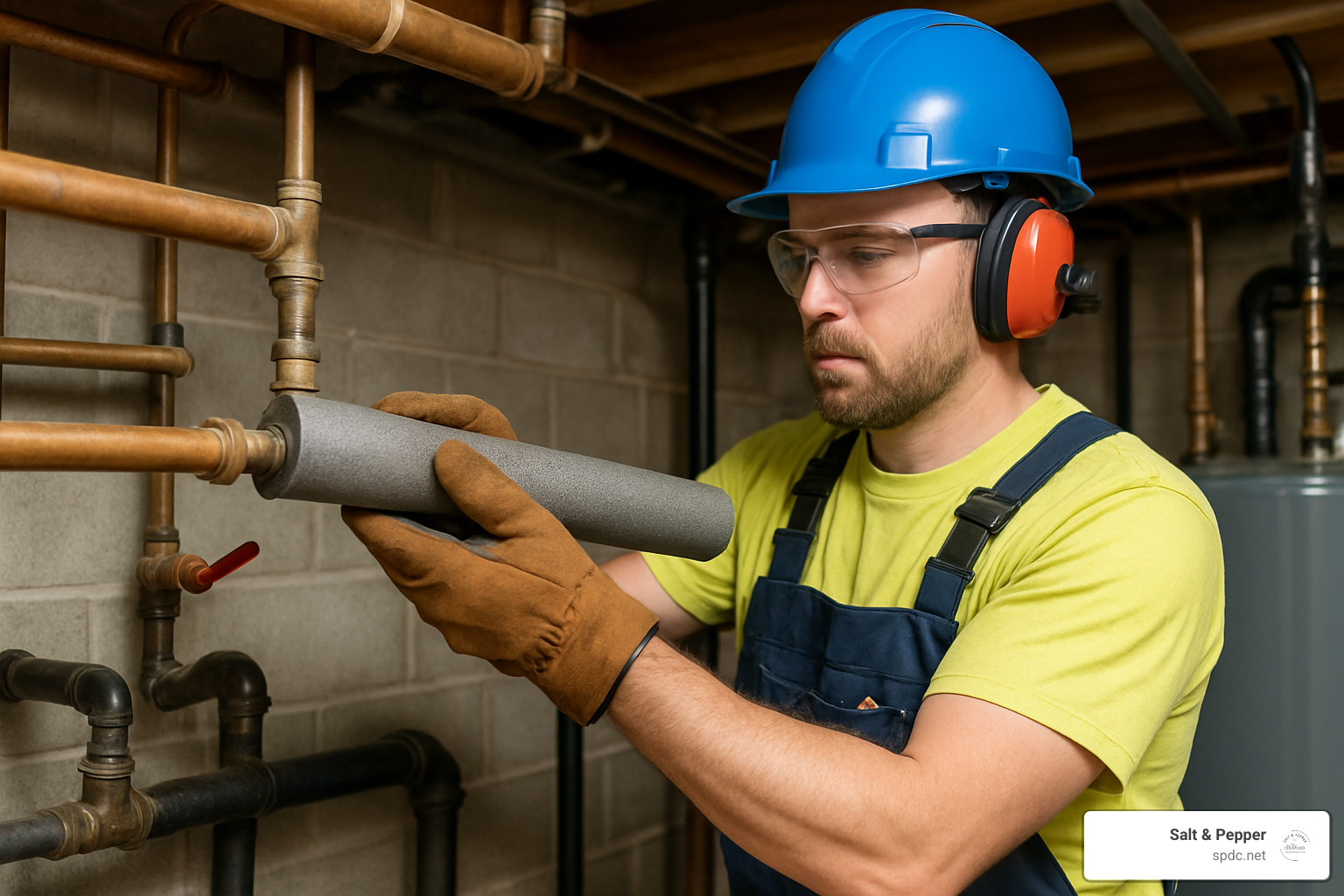 plumber insulating pipe - energy efficient plumbing systems