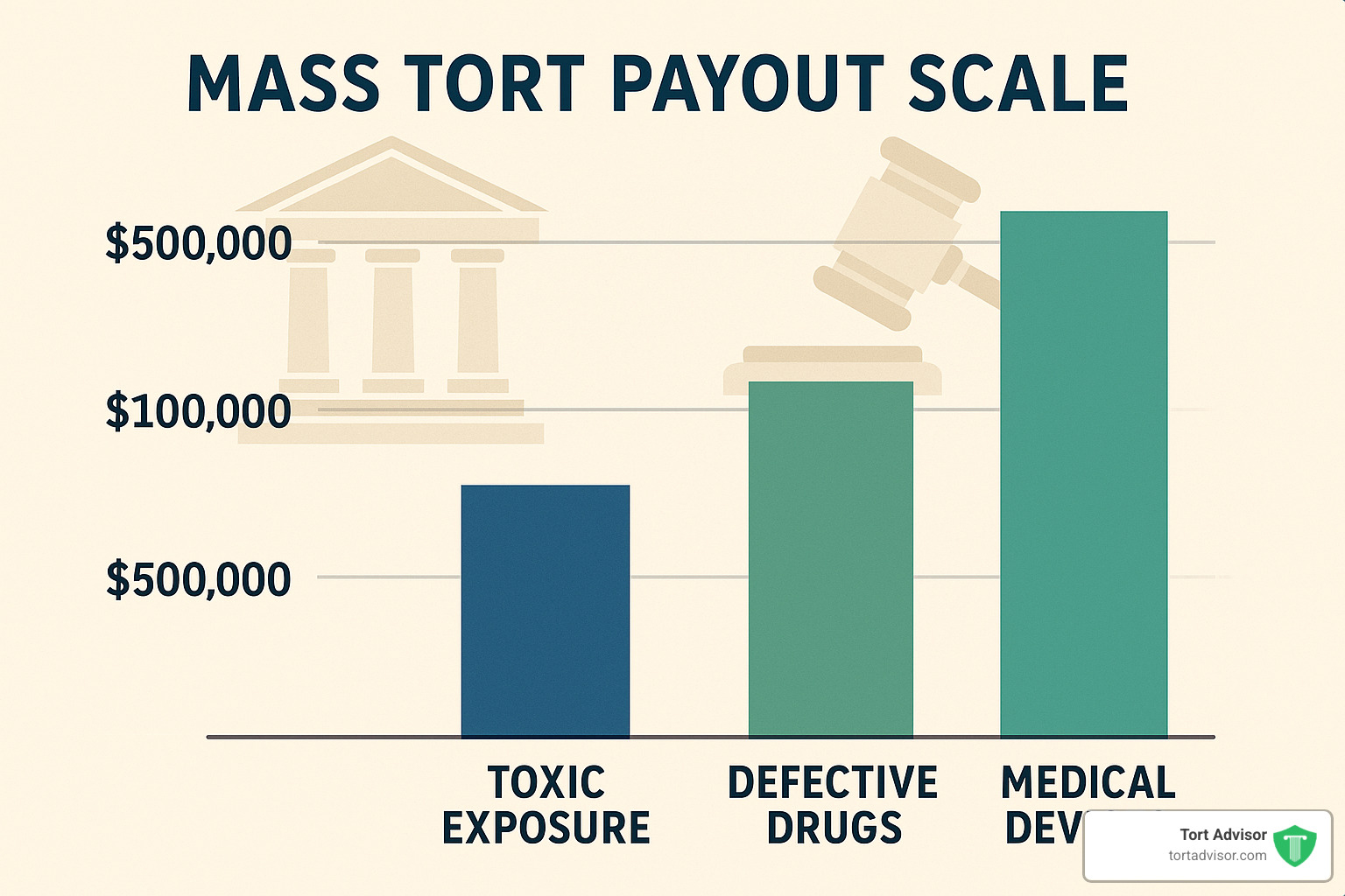 payout scale showing different mass tort categories - how much does mass tort lawsuits receive
