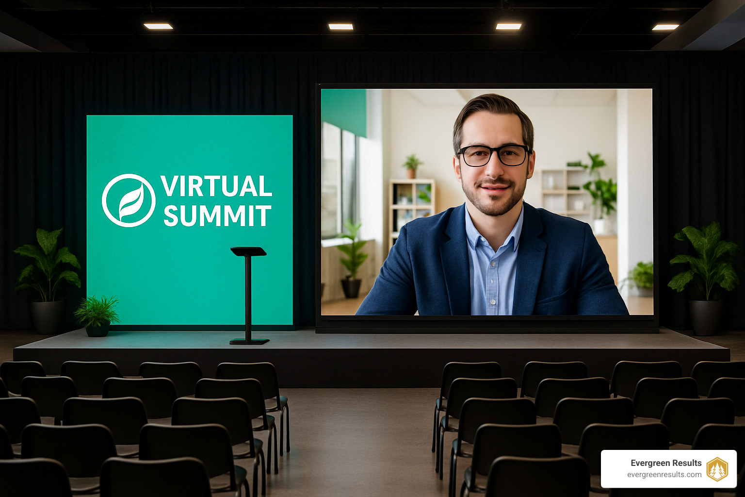virtual summit stage - sustainable digital marketing