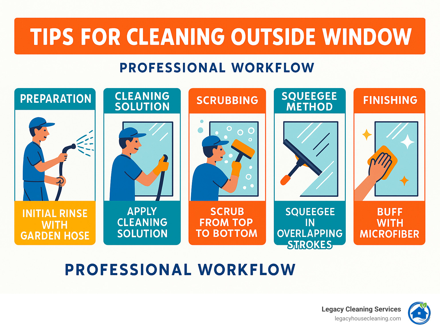 Professional window cleaning workflow that DIY Madison residents struggle to replicate