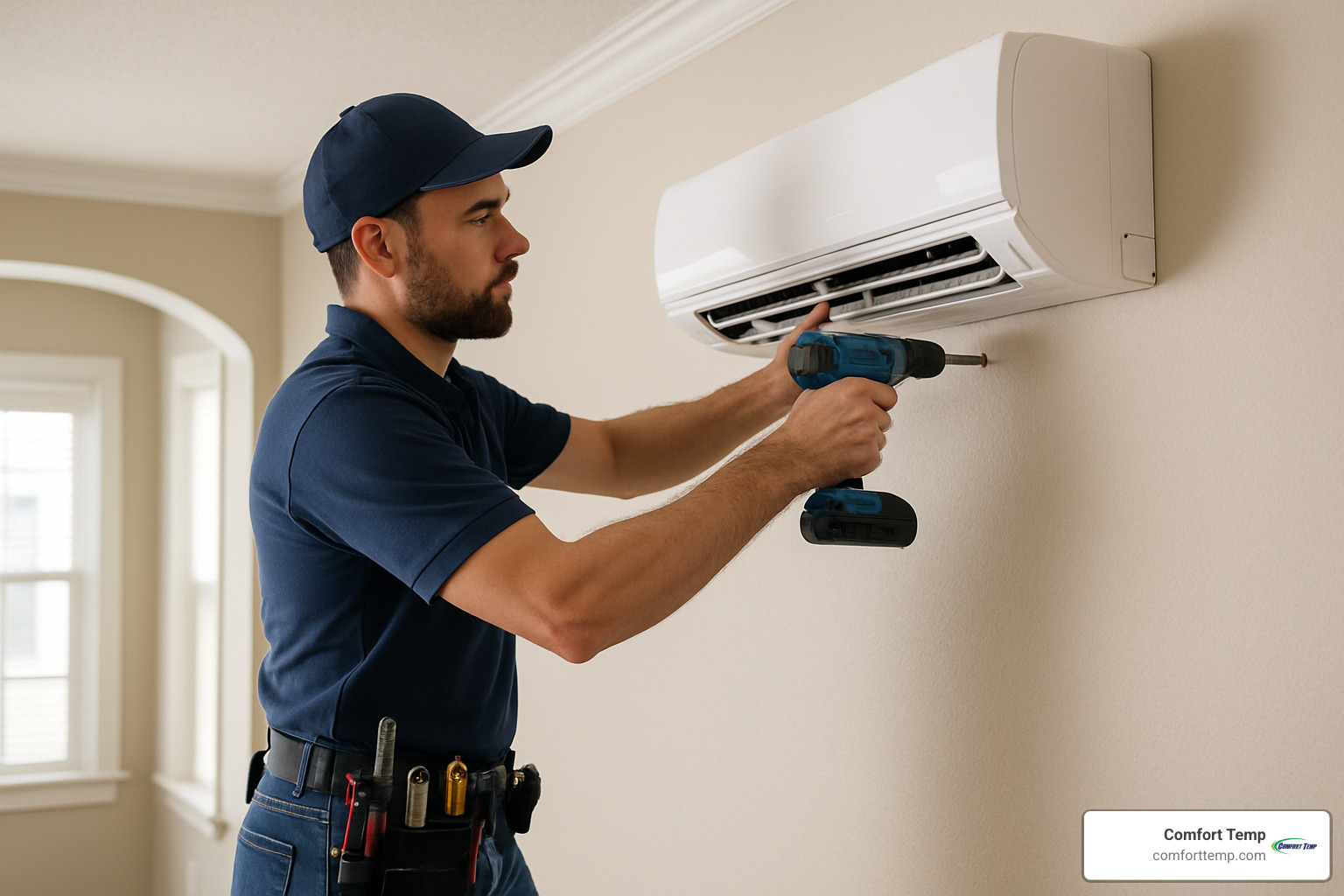 HVAC technician installing ductless mini-split system - what is the average cost for a new hvac system