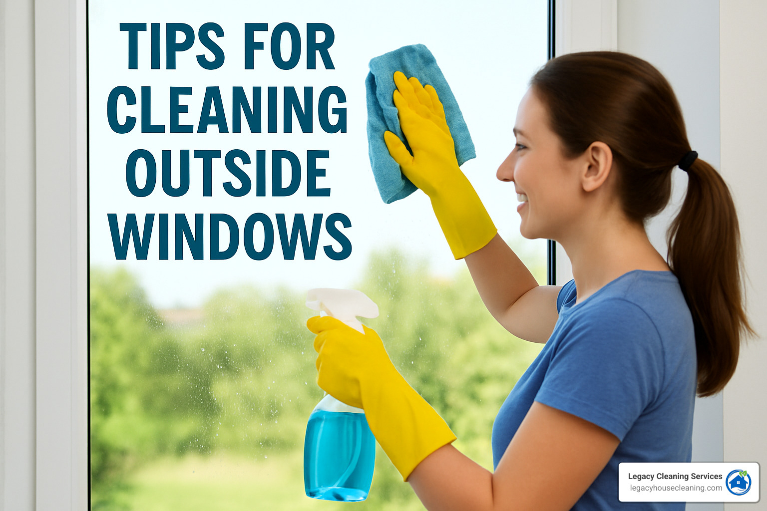 Complex 6-step window cleaning diagram showing exhausting process for Madison homeowners